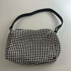 Bedazzled handbag with detachable chain strap